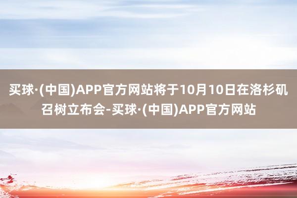 买球·(中国)APP官方网站将于10月10日在洛杉矶召树立布会-买球·(中国)APP官方网站