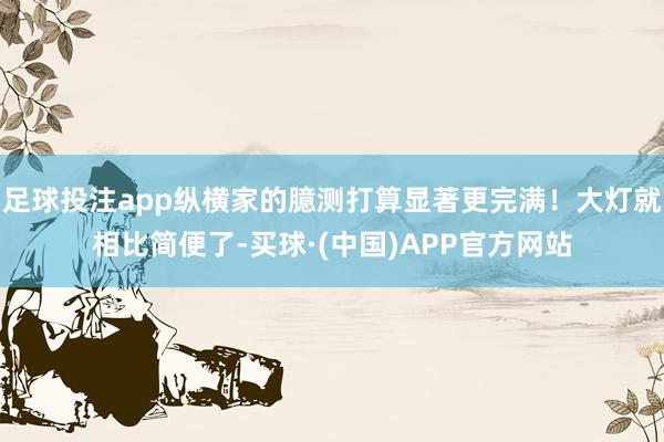 足球投注app纵横家的臆测打算显著更完满！大灯就相比简便了-买球·(中国)APP官方网站