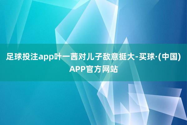 足球投注app叶一茜对儿子敌意挺大-买球·(中国)APP官方网站