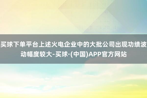 买球下单平台上述火电企业中的大批公司出现功绩波动幅度较大-买球·(中国)APP官方网站