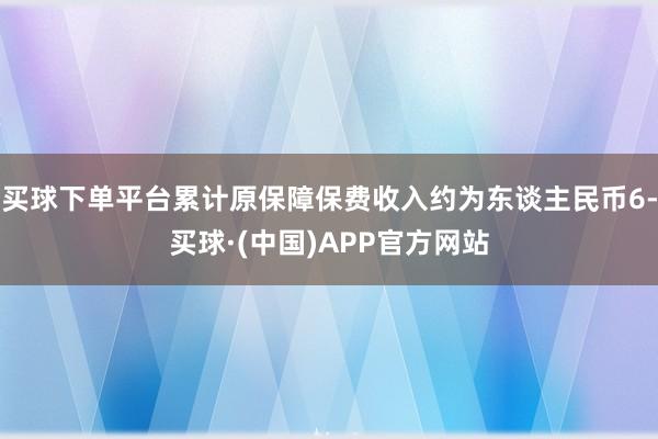 买球下单平台累计原保障保费收入约为东谈主民币6-买球·(中国)APP官方网站