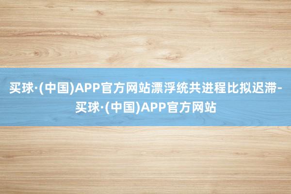 买球·(中国)APP官方网站漂浮统共进程比拟迟滞-买球·(中国)APP官方网站