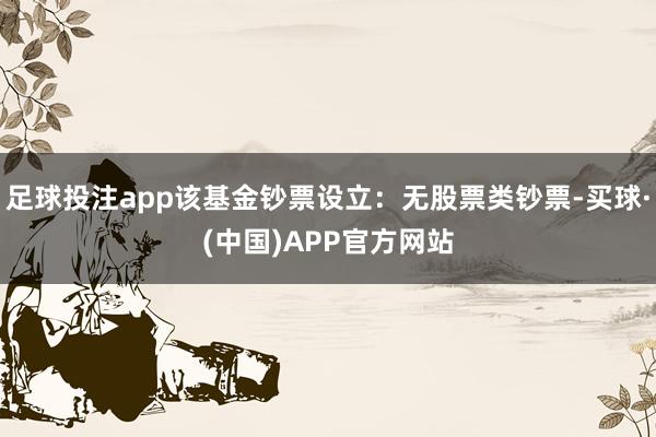 足球投注app该基金钞票设立：无股票类钞票-买球·(中国)APP官方网站