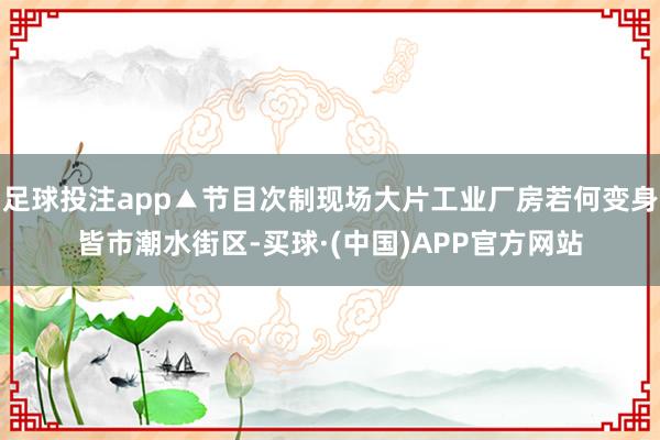 足球投注app▲节目次制现场大片工业厂房若何变身皆市潮水街区-买球·(中国)APP官方网站