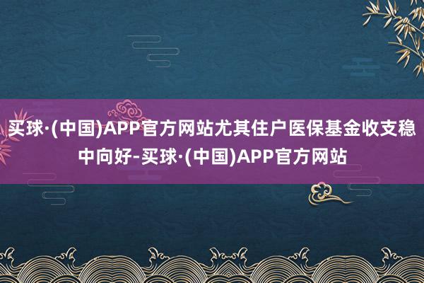 买球·(中国)APP官方网站尤其住户医保基金收支稳中向好-买球·(中国)APP官方网站