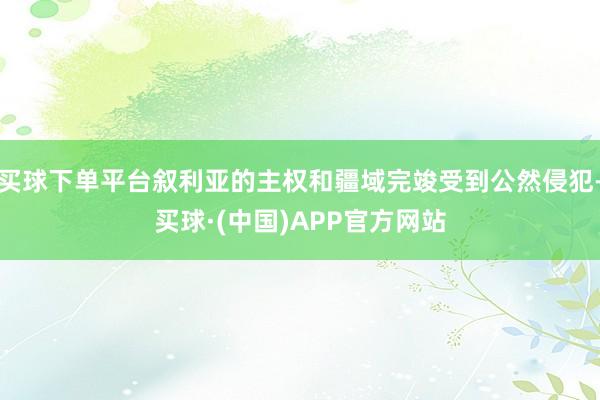 买球下单平台叙利亚的主权和疆域完竣受到公然侵犯-买球·(中国)APP官方网站