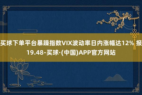 买球下单平台暴躁指数VIX波动率日内涨幅达12% 报19.48-买球·(中国)APP官方网站