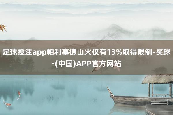 足球投注app帕利塞德山火仅有13%取得限制-买球·(中国)APP官方网站