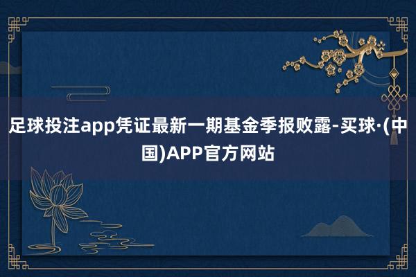 足球投注app凭证最新一期基金季报败露-买球·(中国)APP官方网站