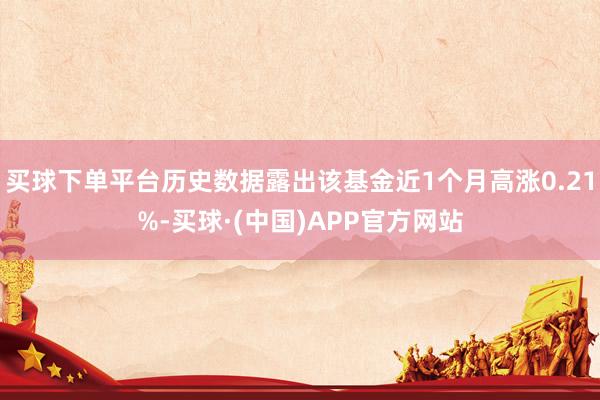 买球下单平台历史数据露出该基金近1个月高涨0.21%-买球·(中国)APP官方网站